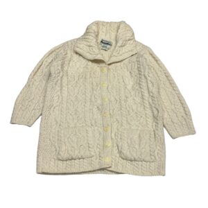 Aran Crafts Irish Cream Cable Knit Cardigan 100% Merino Wool Size S