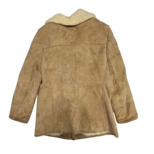 80's Vintage Moore’s Tan Suede Leather Coat with Fur Collar & Wool Suit Lining