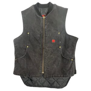 Tough Duck Men’s Moto Vest – Black – Vintage Workwear / Biker Style Size M