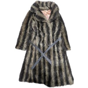 Vintage Raccoon Faux Fur Coat Women’s Glam Winter Jacket Retro Luxe