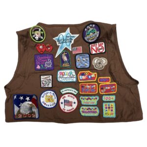 Vintage Girl Scout Patch Vest USA Youth Large 14-16 Brown Badge Uniform