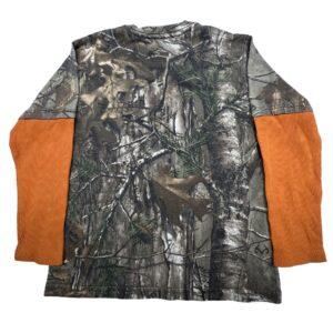Realtree Camo T-Shirt Youth Small 6-7 Orange Sleeves Hunting Tee