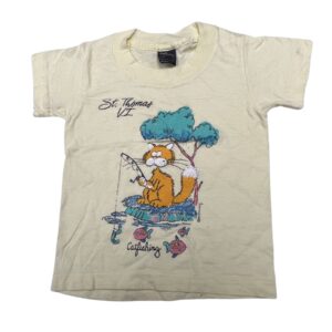 90s Vintage St. Thomas VI T-Shirt Cat Fishing Graphic Tee XS