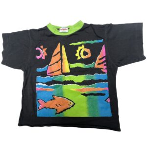 90s Neon Aesthetic T-Shirt Health Tex Vintage Graphic Tee VTG Size 5