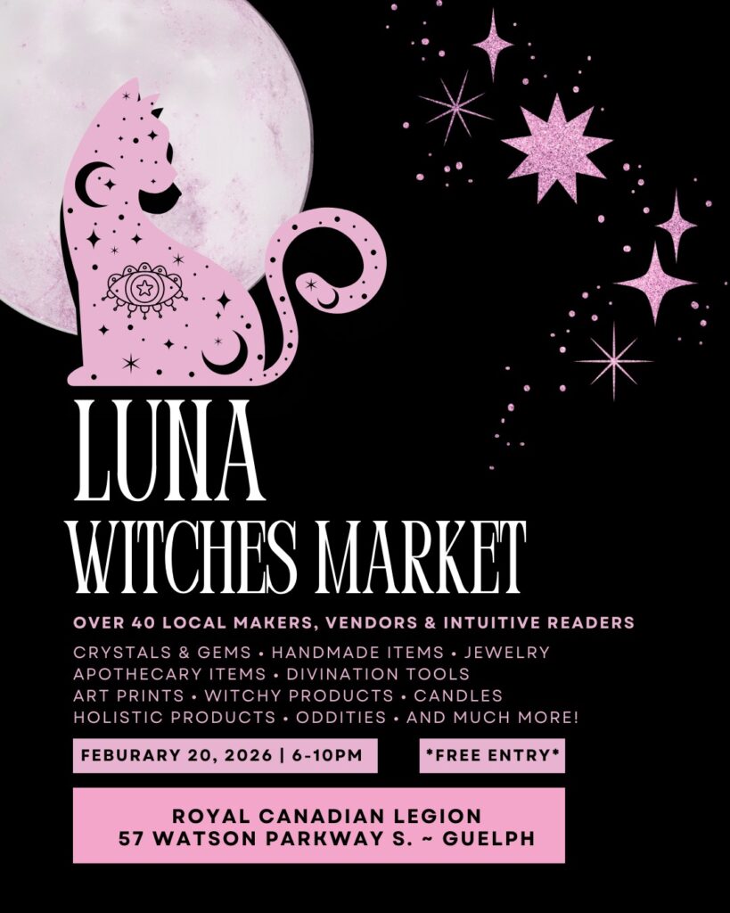 Luna Witches Market Poster, Black, Pink, moon.