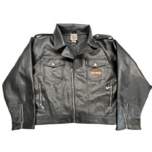 90s Vintage Harley-Davidson Full Graphic Leather Biker Jacket Size M