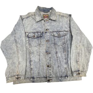 90s Vintage Acid Wash Denim Jacket XL Aviation USA Team