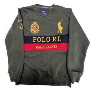 Polo Ralph Lauren XL Sweatshirt Olive Green Gold Crown Crest Patch Vintage