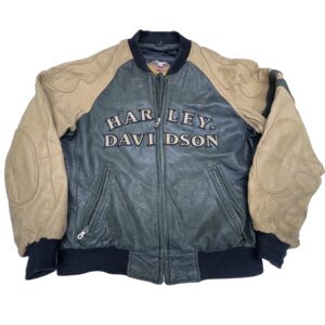 Vintage Harley-Davidson Olive & Tan Leather Bomber Jacket “Motor Clothes”