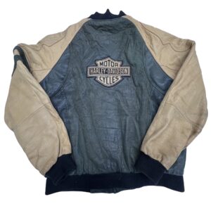 Vintage Harley-Davidson Olive & Tan Leather Bomber Jacket “Motor Clothes”