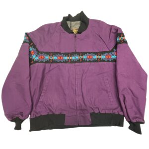 80/90s Authentic David James Western Wear Purple Aztec Navajo Bomber Brushpopper