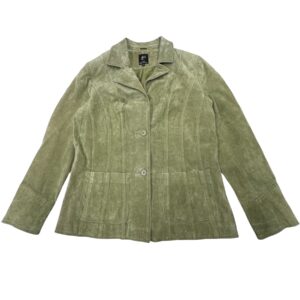 Vintage Lady Hathaway Sage Green Suede Leather Blazer – Classic Vintage Style
