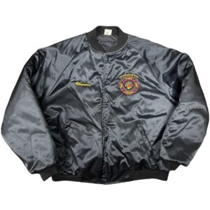 Vintage Little Rock–Fox Fire District Black Bomber Jacket  Excellent Condition