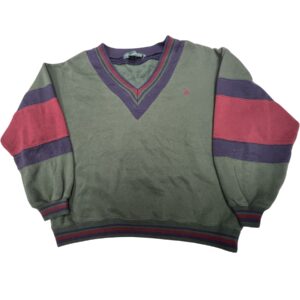 90s Vintage Knights of Round Table V-Neck Sweater Men’s Striped Colorblock XL
