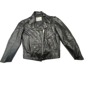 Authentic 70s Vintage Gino Leathers Black Biker Jacket Heavy Leather Moto USA