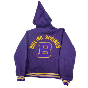 Vintage Purple Varsity Letterman Jacket Sailor Hood Zip B Patch Fleece size 40
