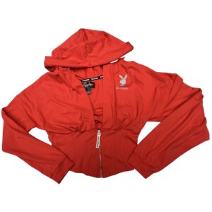 Playboy Women’s Red Zip Hoodie Medium Full Zip Bunny Logo Y2K Casual Likely new