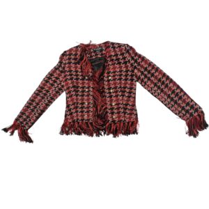 Marciano Los Angeles Red & Black Tweed Blazer Fringe Gold Buttons Size S(US)