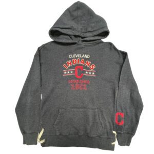 Reworked Cleveland Indians Navy Hoodie Embroidered & logo MLB Block C 1901