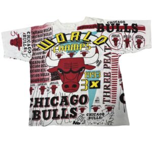 Vintage 1993 Chicago Bulls World Champs AOP T-Shirt Magic Johnson T’s XXL