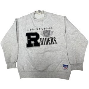 Vintage 90s Los Angeles Raiders Chenille Logo Sweatshirt by Nutmeg Mills Size L