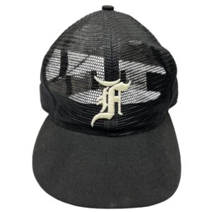 Fear of God Essentials x New Era 59FIFTY Black Mesh Fitted Hat Rare Sz 7 1/2