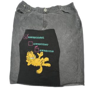 Upcycled Garfield Denim Skirt Custom Reworked Avenue Jeans One of a Kind