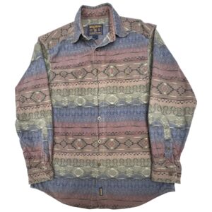 90s Vintage Woolrich Deerskin Flannel Aztec Southwestern Shirt L
