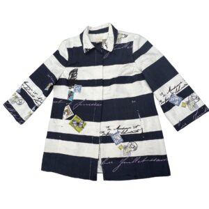 NWT Chico’s Women’s Postage Stamp Print Button-Up Shirt coat Size 2