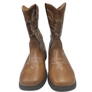 Wonder Nation Toddler Boys Western Cowboy Boots Faux Leather Slip-On Kids Brown SZ 3