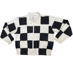 Vintage Patchit Checkerboard Zip Up Jacket Black White 80s 90s Retro Streetwear
