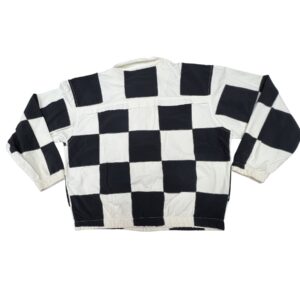 Vintage Patchit Checkerboard Zip Up Jacket Black White 80s 90s Retro Streetwear