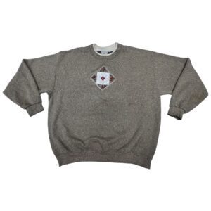 Vintage Cottagecore Brown Quilted Sweatshirt Floral Embroidery Grannycore Cozy: