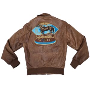 Vintage AQHA Quarter Horse Leather Jacket Brown Western Equestrian Champ