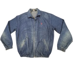 Vintage Polo Ralph Lauren Denim Harrington Jacket Men’s Medium Blue Zip Classic