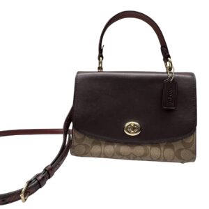 Coach Tilly Satchel F80230 Signature Canvas Crossbody Bag Brown Tan Mint