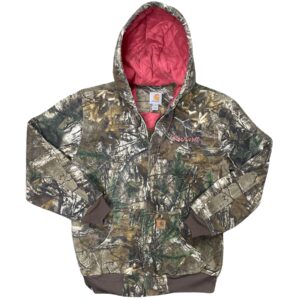 90s Vintage Carhartt Camo Hooded Jacket Pink Lined Work Jacket Women’s L
