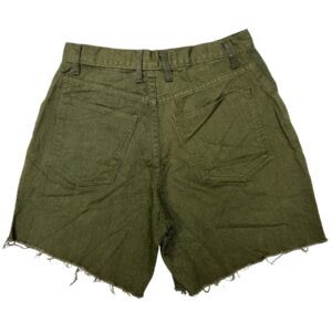 Code Zero Olive Green Cut-Off Denim Shorts Frayed Hem Streetwear Cargo Style