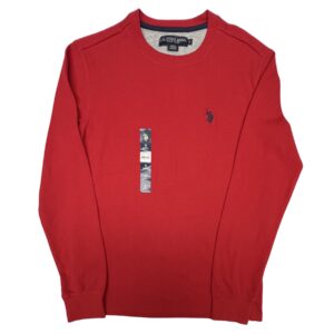 U.S. Polo Assn Men’s Thermal Waffle Knit Crewneck Shirt Red Small Likely New