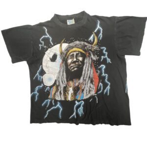 Rare VTG 90s American Thunder Lightning Native Tee Single Stitch Boxy Fit Large