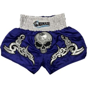 NAMAZU Muay Thai Shorts Skull Tribal Purple Satin MMA Kickboxing Excellent
