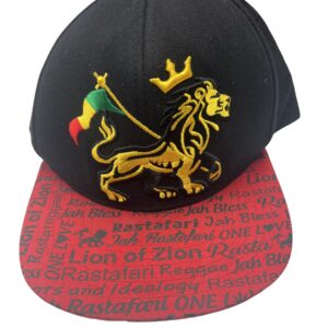 Pitbull Rasta Lion of Zion 3D Embroidered Flat Bill Snapback Hat