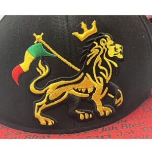 Pitbull Rasta Lion of Zion 3D Embroidered Flat Bill Snapback Hat