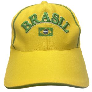NWT Brazil Brasil Soccer Hat Embroidered Flag Snapback Cap Yellow Green