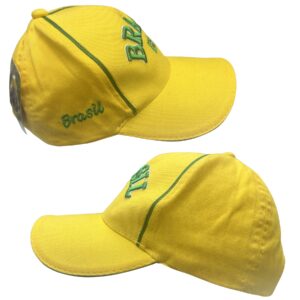 NWT Brazil Brasil Soccer Hat Embroidered Flag Snapback Cap Yellow Green