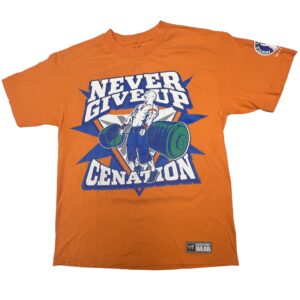 VTG 2011 WWE John Cena Never Give Up Tee Orange Cenation UCME M