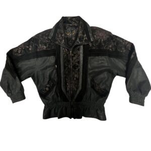 Rare 80s/90s G-III Leather & Suede Floral Tapestry Bomber Jacket Whimsigoth M