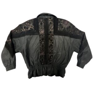 Rare 80s/90s G-III Leather & Suede Floral Tapestry Bomber Jacket Whimsigoth M