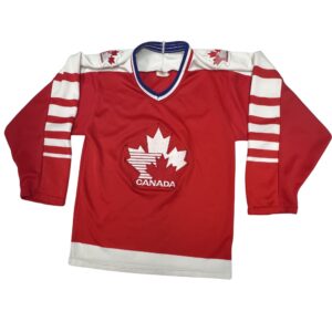 VTG 1980s Team Canada CCM Maska Hockey Jersey Red White Made in Canada XS