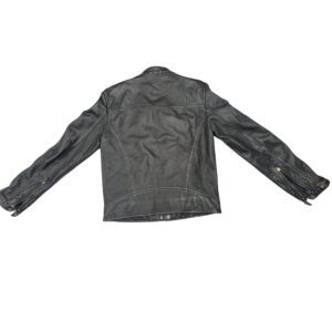 2000s Y2K Vintage Danier Distressed Leather Moto Jacket Brown Cafe Racer 2XS